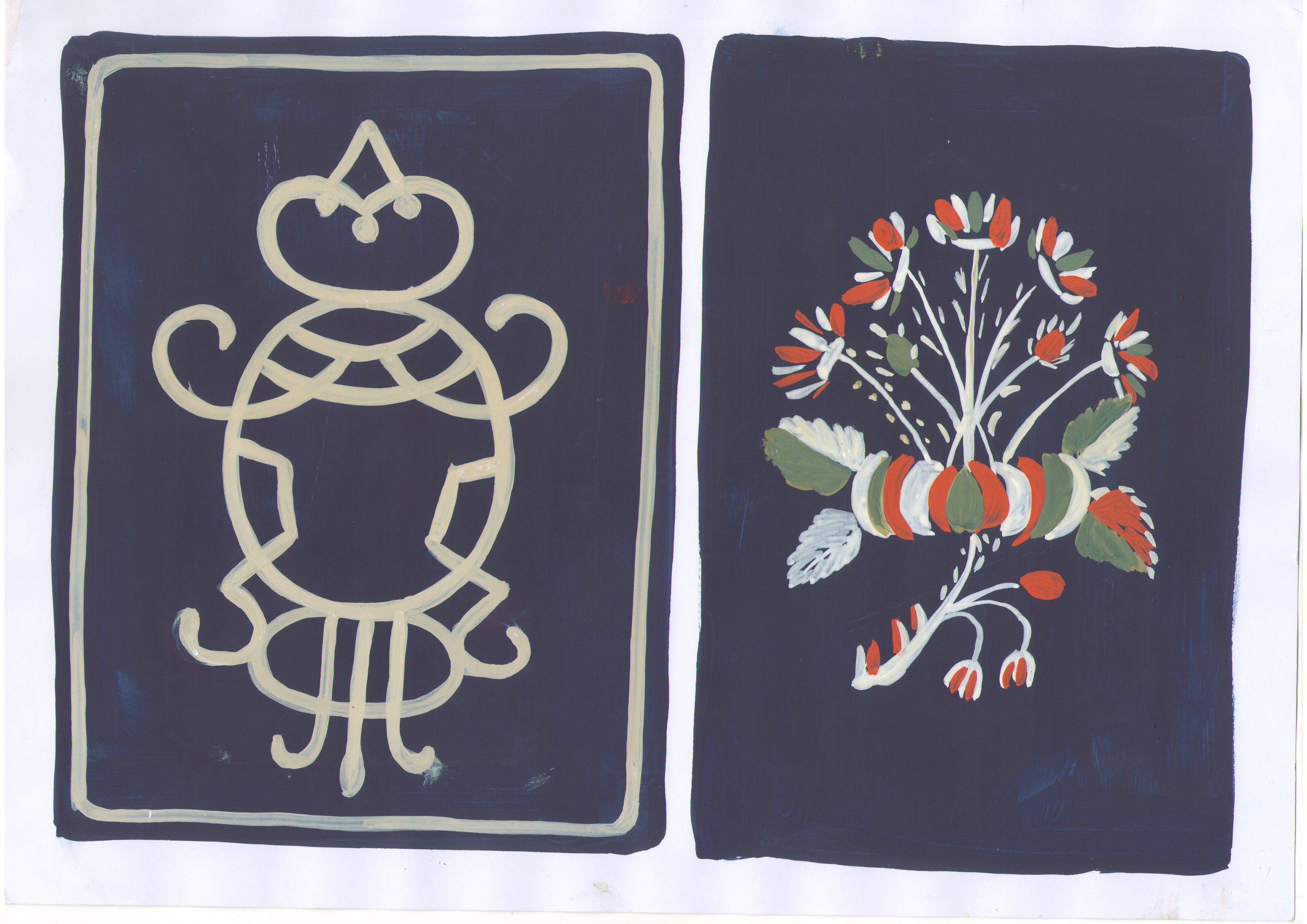 Реконструкция элементов разных видов леденгской росписи – самовар и веточка-древо. Фото авторов проекта